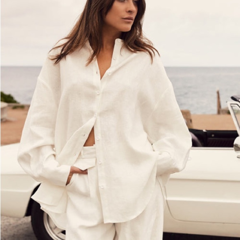 Tuchuzy Classic White Linen Shirt Like New Women’s Size XS RARE Sold Out Online